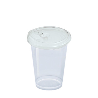 Пластиковый стакан с крышкой-поилкой PET 12oz 300мл